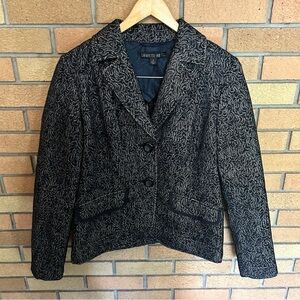 Lafayette 148 Navy Blue Printed Velour Blazer Single Breasted Women’s Size 6